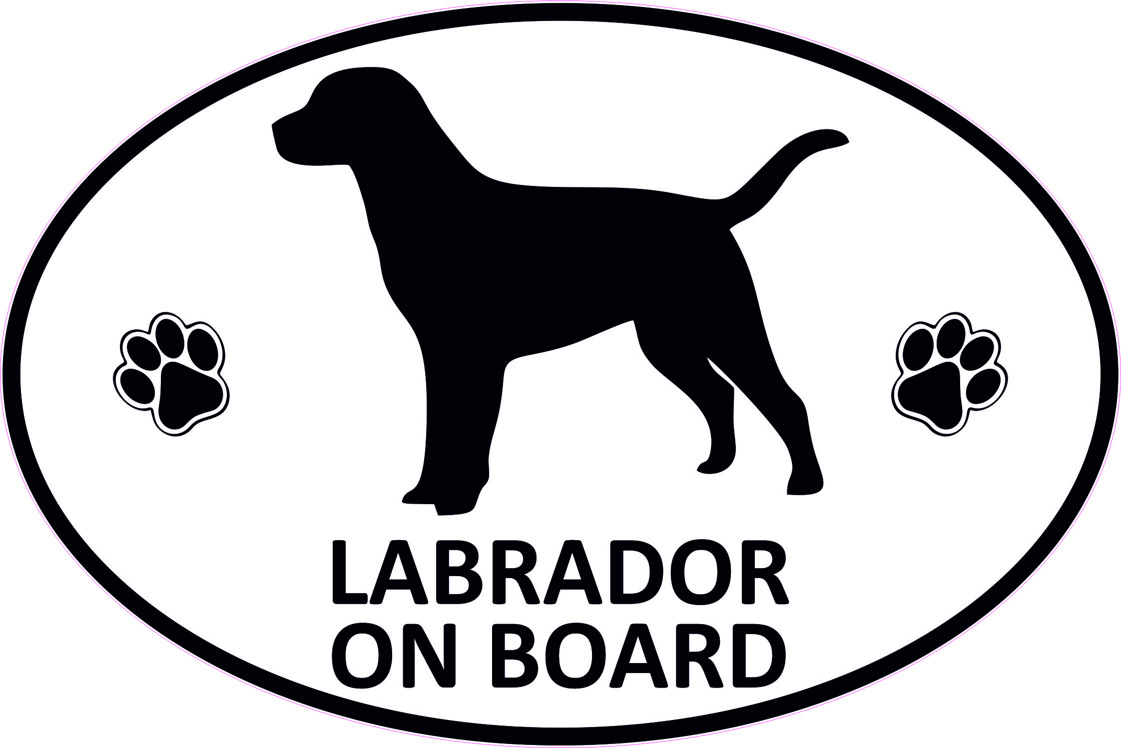 Vtipná samolepka 10x15 cm s motivem psích pacek a textem Labrador v autě